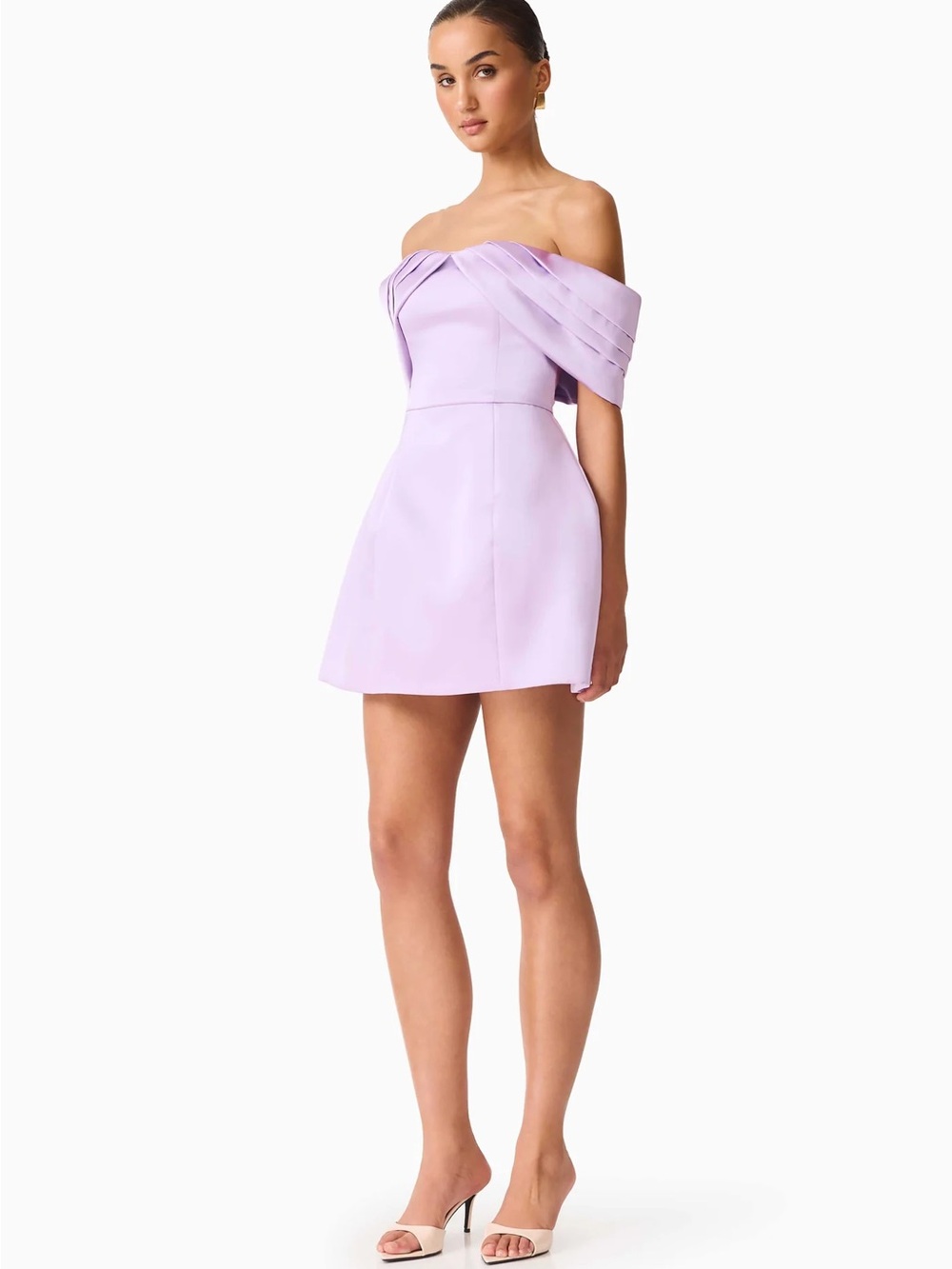 Elliatt Lilac Off-Shoulder Pleated Mini Dress - Picture 3 of 4